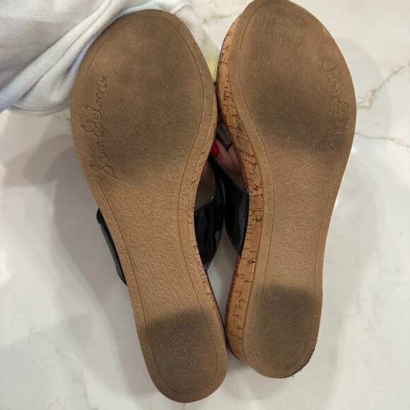 Sam Edelman Tanya Cork Wedge Sandals Women Size 8 Black Brown Thong Flip Flops - Picture 6 of 8